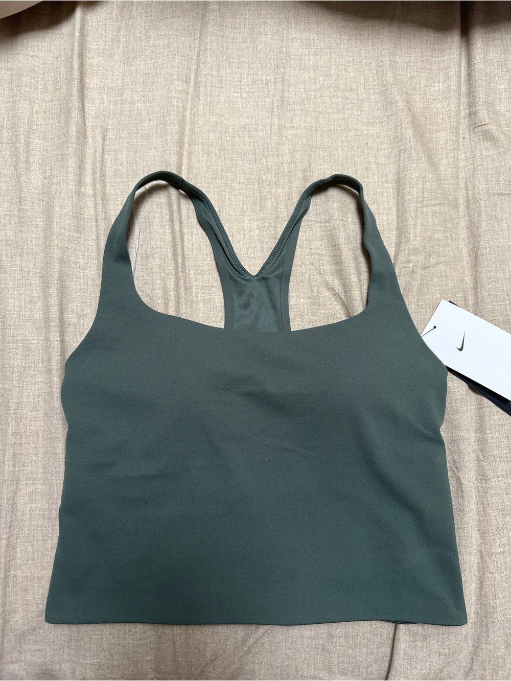 Nike Zenvy Green Padded Tank Crop Top Sports Bra Longline